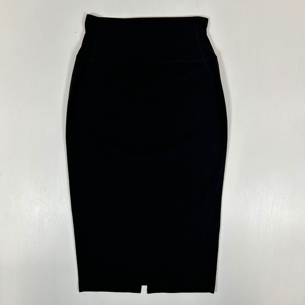 Lululemon High Times Skirt Black Luon High Rise Midi LW8AHOS Size 8